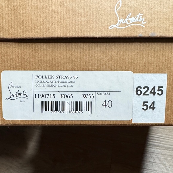 Christian Louboutin Follies Strass 85 | Nude Suede Lame | Worn Once - Picture 10 of 11